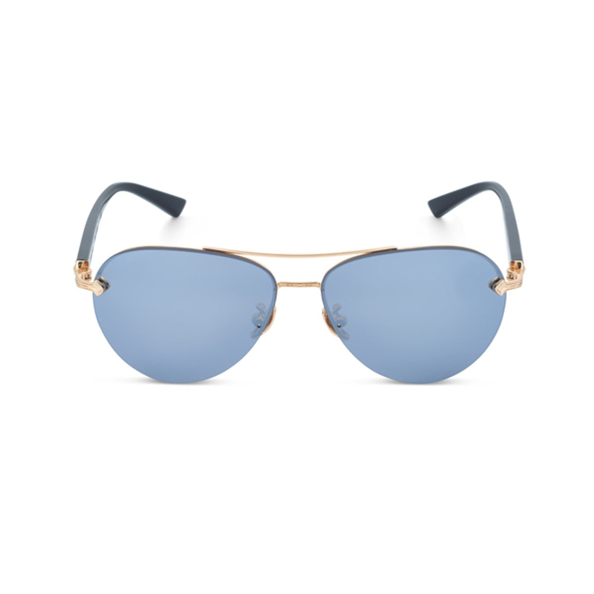 DOMINANCE sunglasses in Mirror [Black] – front view with silver frame on white background